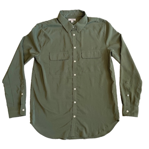 EUC Gap Silk-feel Button Down Blouse in Khaki Green Size XS - Picture 1 of 5